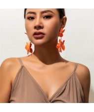 Candy Color Vintage Flower Fashion Wholesale Women Dangle Earrings - Orange
