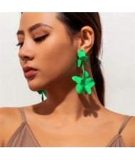 Candy Color Vintage Flower Fashion Wholesale Women Dangle Earrings - Green