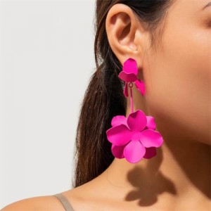 Candy Color Vintage Flower Fashion Wholesale Women Dangle Earrings - Rose
