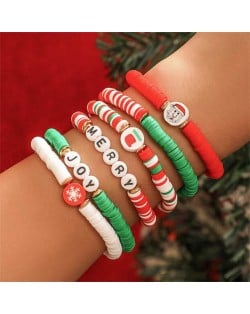 Christmas Fashion Merry and Joy Colorful Handmade Bracelet