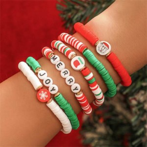 Christmas Fashion Merry and Joy Colorful Handmade Bracelet