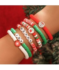 Christmas Fashion Merry and Joy Colorful Handmade Bracelet