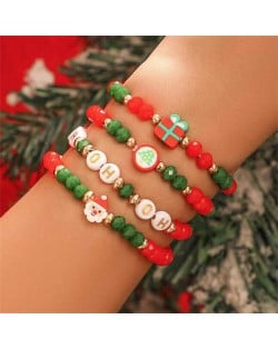 Christmas Fashion Santa and Gift Design Colorful Handmade Multi-layer Bracelet