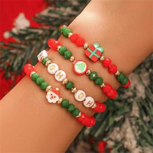 Christmas Fashion Santa and Gift Design Colorful Handmade Multi-layer Bracelet