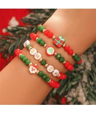 Christmas Fashion Santa and Gift Design Colorful Handmade Multi-layer Bracelet