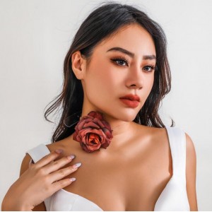 Vintage Rose French Choker Fashion Women Wholesale Collar Necklace - Red