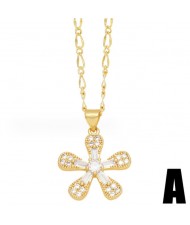 Creative Cubic Zirconia Embellished 14K Pendant Wholesale Costume Fashion Copper Necklace