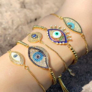 Creative Evil Eyes Design 14K Wholesale Fashion Bracelet