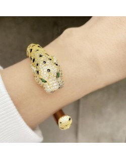 18K Gold Plated Cubic Zirconia Inlaid Lion Designer Luxury Fashion Wholesale Bracelet