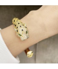 18K Gold Plated Cubic Zirconia Inlaid Lion Designer Luxury Fashion Wholesale Bracelet