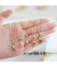 Crystal Cute Princess 14K Gold Plated Pendant Wholesale Fashion Copper Necklace