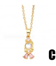 Crystal Cute Princess 14K Gold Plated Pendant Wholesale Fashion Copper Necklace