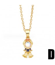 Crystal Cute Princess 14K Gold Plated Pendant Wholesale Fashion Copper Necklace