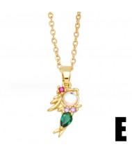 Crystal Cute Princess 14K Gold Plated Pendant Wholesale Fashion Copper Necklace