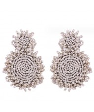 Creative Mini-Beads Bold Fashion Wholesale Women Costume Earrings - Khaki