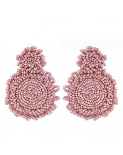 Creative Mini-Beads Bold Fashion Wholesale Women Costume Earrings - Dark Pink