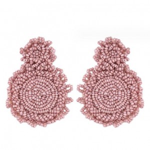 Creative Mini-Beads Bold Fashion Wholesale Women Costume Earrings - Dark Pink