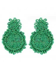 Creative Mini-Beads Bold Fashion Wholesale Women Costume Earrings - Green