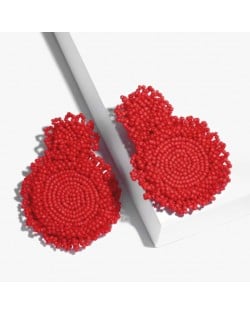 Creative Mini-Beads Bold Fashion Wholesale Women Costume Earrings - Red