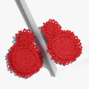 Creative Mini-Beads Bold Fashion Wholesale Women Costume Earrings - Red