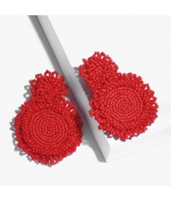 Creative Mini-Beads Bold Fashion Wholesale Women Costume Earrings - Red