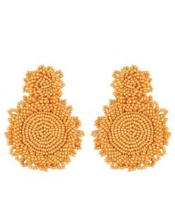 Creative Mini-Beads Bold Fashion Wholesale Women Costume Earrings - Yellow