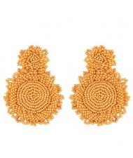 Creative Mini-Beads Bold Fashion Wholesale Women Costume Earrings - Yellow