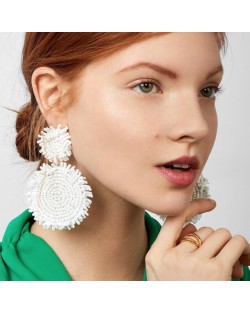 Creative Mini-Beads Bold Fashion Wholesale Women Costume Earrings - White
