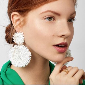 Creative Mini-Beads Bold Fashion Wholesale Women Costume Earrings - White