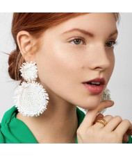 Creative Mini-Beads Bold Fashion Wholesale Women Costume Earrings - White