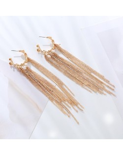 Vintage Elegant Long Tassel Fashion Wholesale Women Party Earrings - Golden