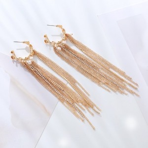 Vintage Elegant Long Tassel Fashion Wholesale Women Party Earrings - Golden