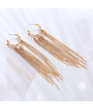 Vintage Elegant Long Tassel Fashion Wholesale Women Party Earrings - Golden