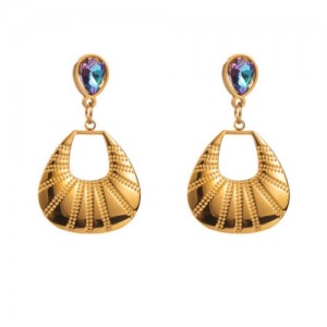 Fashion Exquisite Trapezium Design Wholesale Titanium Steel Jewelry Women Earrings