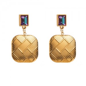 Business Style Simple Square Design Wholesale Fashion Women Titanium Steel Earrings