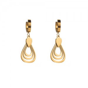 Hollow-out Drop Design Wholesale Fashion Women Titanium Steel Earrings
