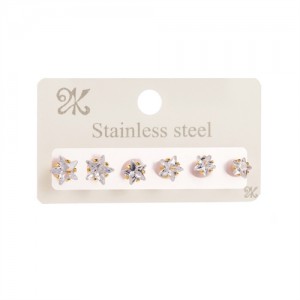 3 Pairs Set Mini Star Rhinestone Wholesale Fashion Titanium Steel Ear Studs Set