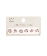 3 Pairs Set Mini Star Rhinestone Wholesale Fashion Titanium Steel Ear Studs Set