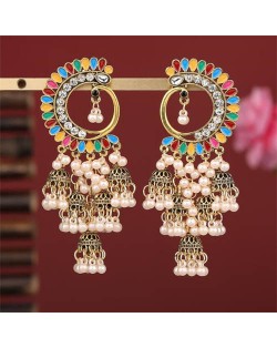 Rhinestone and Faux Pearl High Fashion Wholesale Drop Earrings - Multicolor