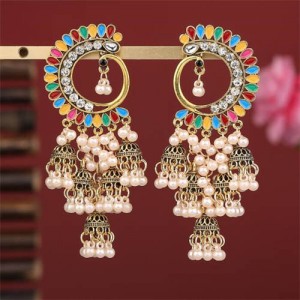 Rhinestone and Faux Pearl High Fashion Wholesale Drop Earrings - Multicolor