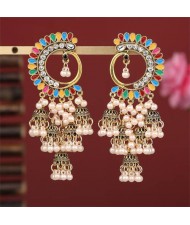 Rhinestone and Faux Pearl High Fashion Wholesale Drop Earrings - Multicolor