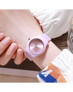 Stylish Candy Color Casual Style Silicone Quartz Wholesale Women Watch - Violet