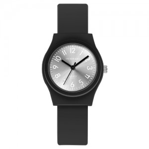 Stylish Candy Color Casual Style Silicone Quartz Wholesale Women Watch - Black