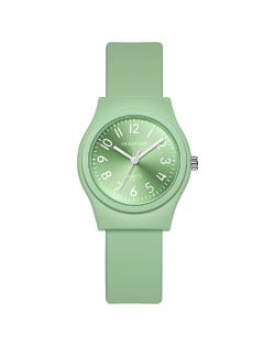 Stylish Candy Color Casual Style Silicone Quartz Wholesale Women Watch - Green