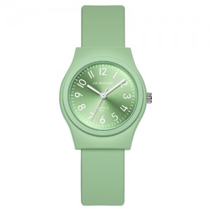 Stylish Candy Color Casual Style Silicone Quartz Wholesale Women Watch - Green