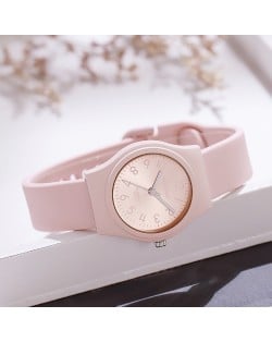 Stylish Candy Color Casual Style Silicone Quartz Wholesale Women Watch - Pink