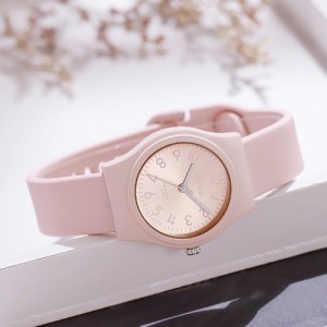 Stylish Candy Color Casual Style Silicone Quartz Wholesale Women Watch - Pink