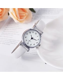 Stylish Simple Student Applicable Digital Dial Wholesale Women Watch - White