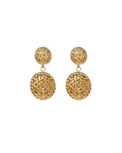 Fancy Twist Surface Design Wholesale Fashion Women Stainless Steel Earrings - Round