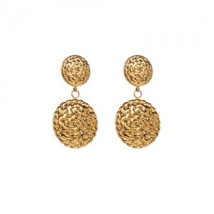 Fancy Twist Surface Design Wholesale Fashion Women Stainless Steel Earrings - Round